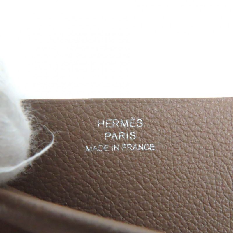 Hermes H Serie Vaux Evercolor Etoupe Bias Stitch Card Case Engraved B — view 9