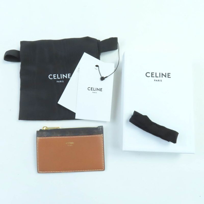 Celine Lamb Skin Triomphe Canvas Fragment Case Pass With Zip Card — view 3