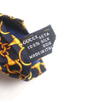 Gucci 100% Silk Cravat Bit Pattern Allover Tie Navy Gold Italymade — view 9