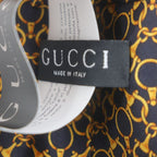 Gucci 100% Silk Cravat Bit Pattern Allover Tie Navy Gold Italymade — view 6