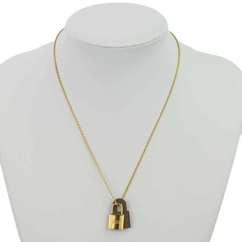 Hermes Eau Kelly Pendant Necklace Etoupe Gold Color — view 7