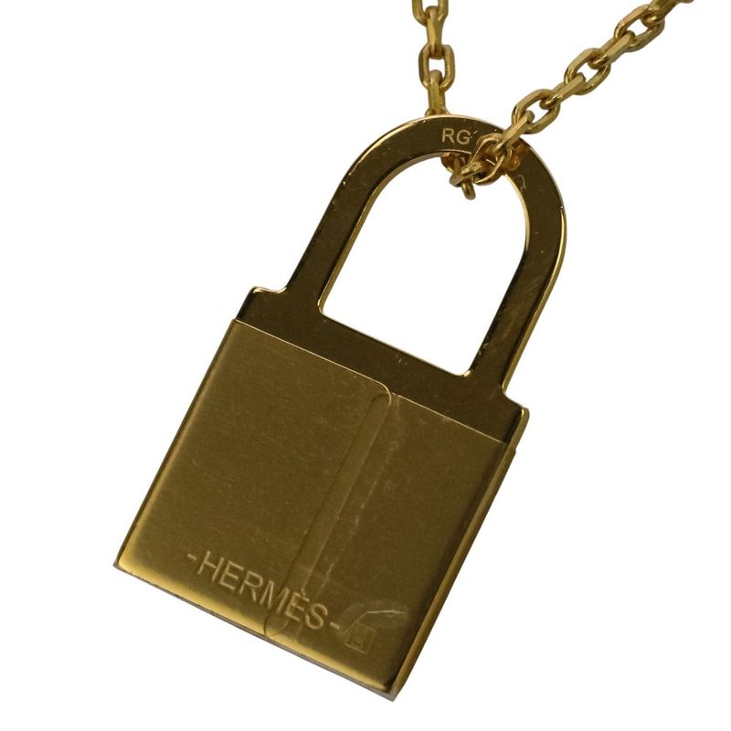 Hermes Eau Kelly Pendant Necklace Etoupe Gold Color — view 9