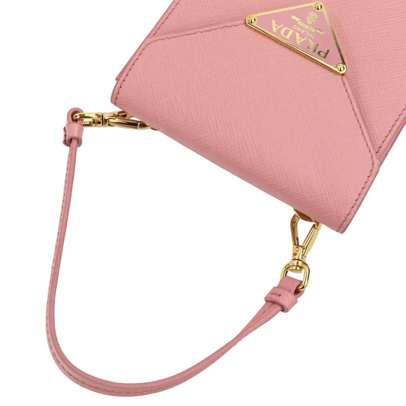 Prada Saffiano Leather Chain Shoulder Bag Pochette 1 Bp050 Pink — view 5