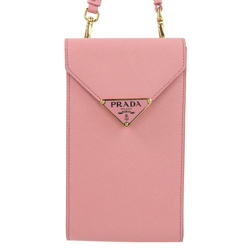 Prada Saffiano Leather Chain Shoulder Bag Pochette 1 Bp050 Pink — view 3