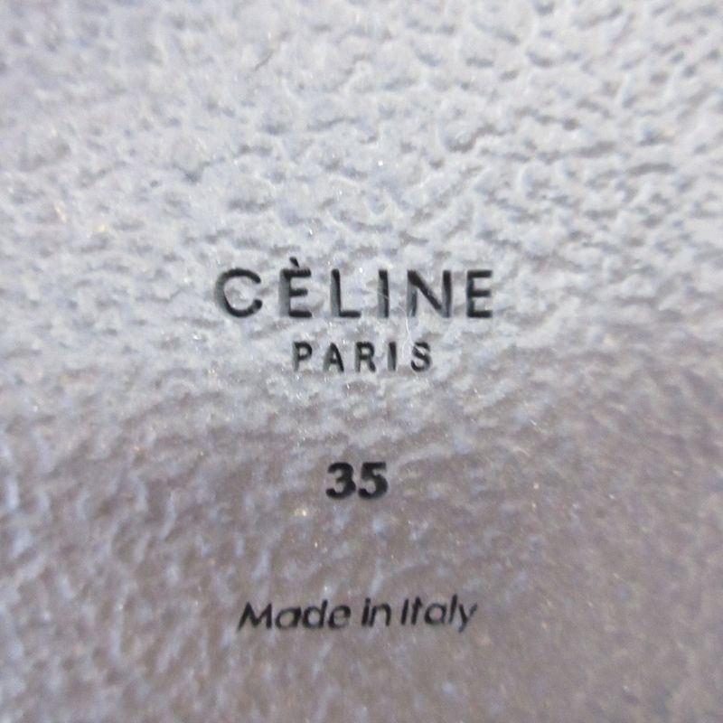 Celine Cross Belt Flat Fur Sandals Size 35 Black Red — view 8