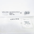 Celine Cross Belt Flat Fur Sandals Size 35 Black Red — view 9