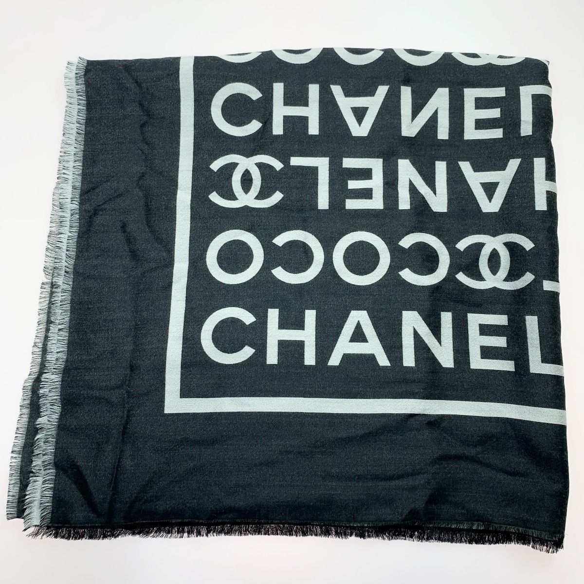 Chanel Coco Large Stole Black Gray — view 3