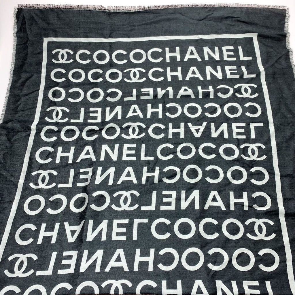 Chanel Coco Large Stole Black Gray — view 4