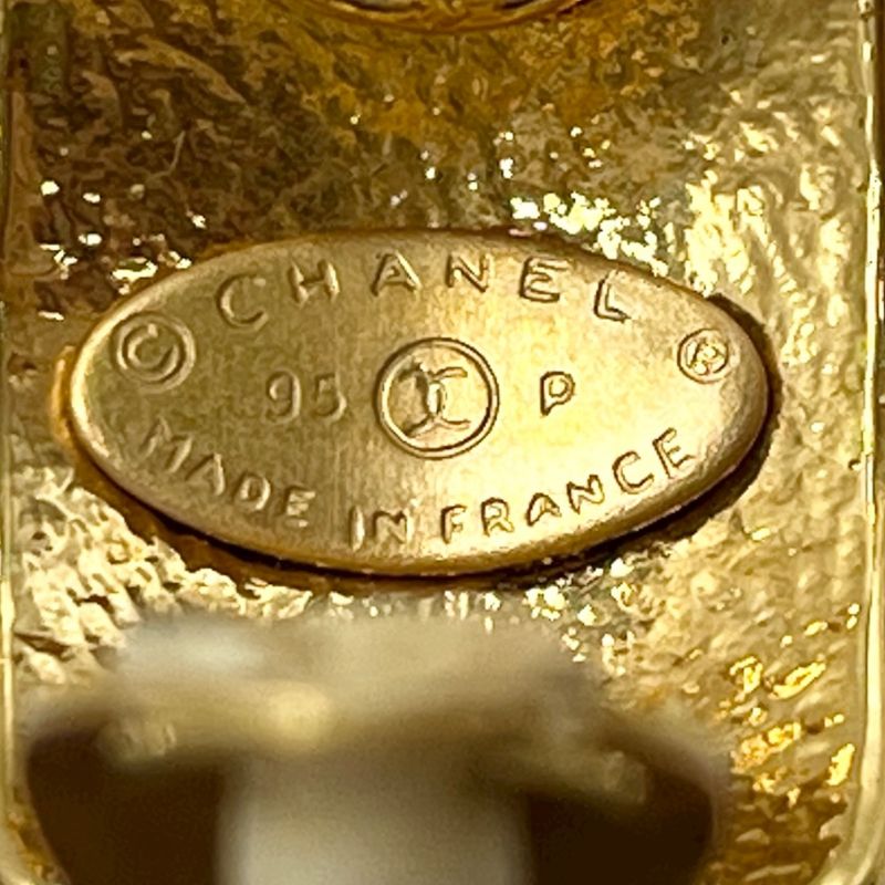 Chanel Earrings Set 95 P Coco Mark Clover Gold Brown Vintage — view 5