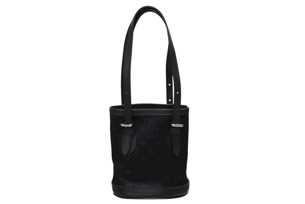 Louis Vuitton Monogram Satin Little Bucket Handbag Leather Black Silver