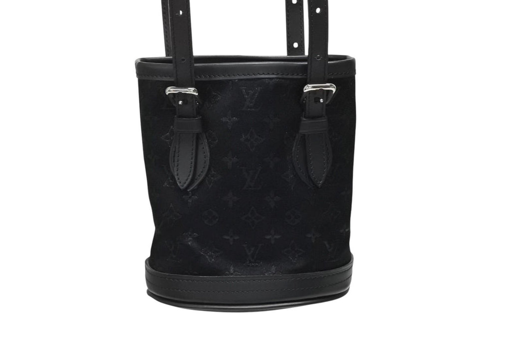 Louis Vuitton Monogram Satin Little Bucket Handbag Leather Black Silver — view 3
