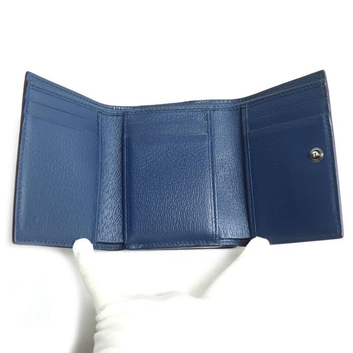 Gucci GG Trifold Wallet With Detailing Beige Blue — view 3