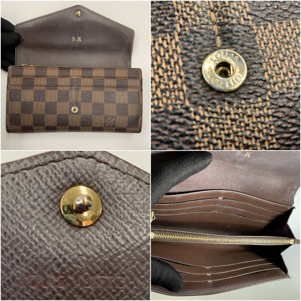 Louis Vuitton Damier Portefeuille Sarah Bifold Wallet with Initials — view 7
