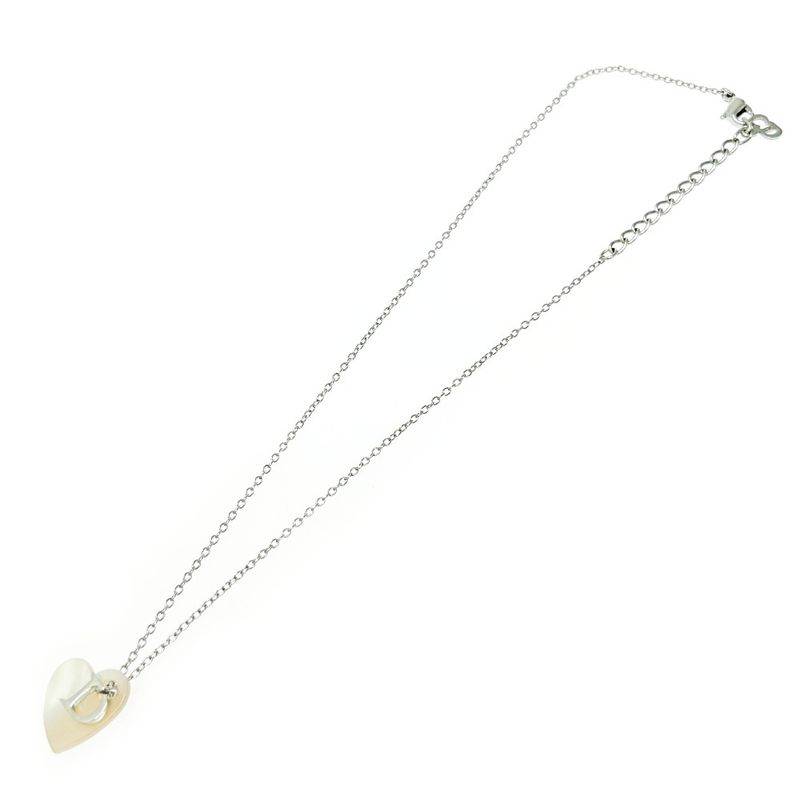 Christian Dior Shell D Logo Heart Necklace Silver — view 5