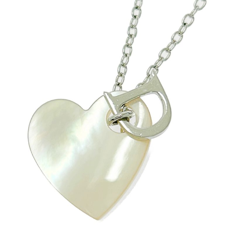 Christian Dior Shell D Logo Heart Necklace Silver — view 3