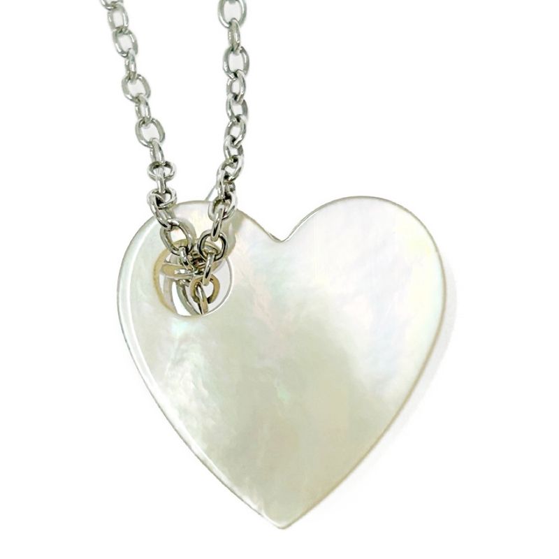 Christian Dior Shell D Logo Heart Necklace Silver — view 4