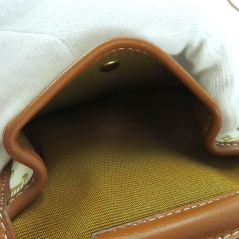 Celine Triomphe Leather Coin Case With Logo Strap Purse Wallet White — view 5