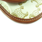 Celine Triomphe Leather Coin Case With Logo Strap Purse Wallet White — view 7
