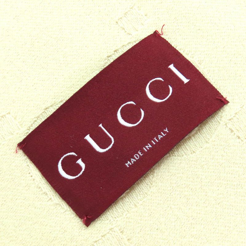 Gucci Wool Silk GG Jacquard Fringe Large Shawl Blanket Light Beige 135 — view 6