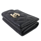 Chanel Ap4173 Caviar Leather Coco Mark Quilted Small Flap Wallet Trifold — view 4