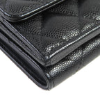 Chanel Ap4173 Caviar Leather Coco Mark Quilted Small Flap Wallet Trifold — view 5