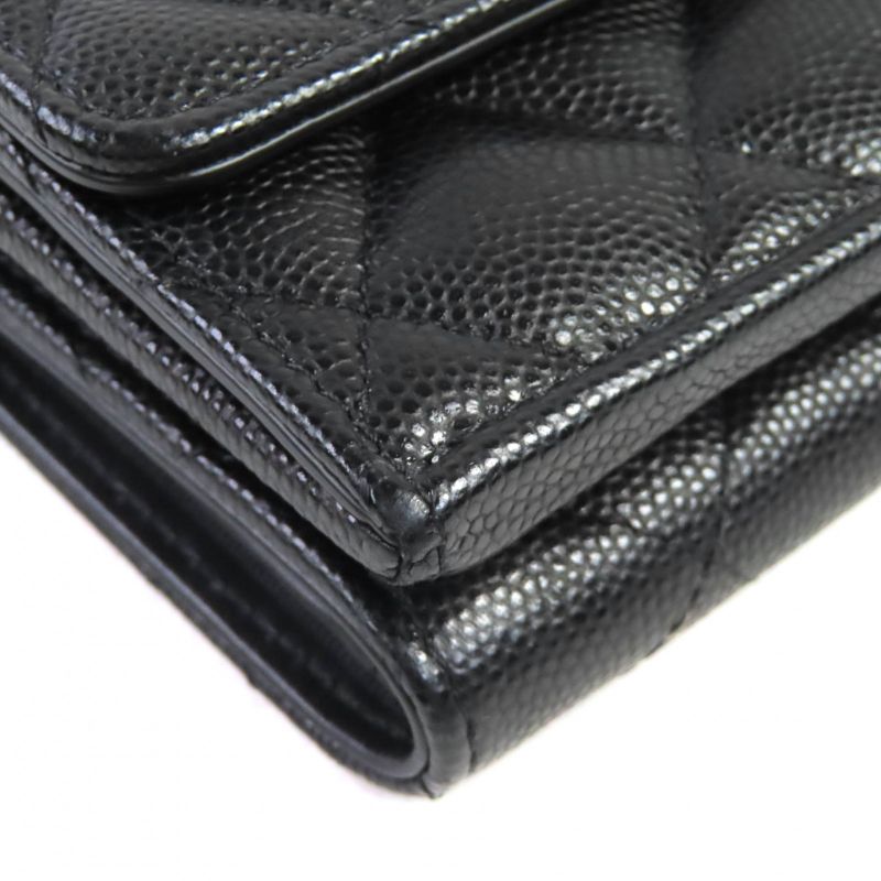Chanel Ap4173 Caviar Leather Coco Mark Quilted Small Flap Wallet Trifold — view 5