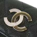 Chanel Ap4173 Caviar Leather Coco Mark Quilted Small Flap Wallet Trifold — view 9