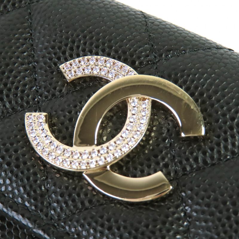 Chanel Ap4173 Caviar Leather Coco Mark Quilted Small Flap Wallet Trifold — view 9