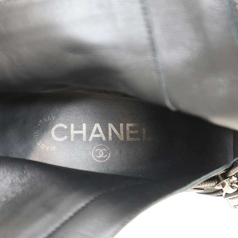 Chanel Quilted Coco Mark Heeled Short Boots Black 38 — view 5