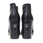 Chanel Quilted Coco Mark Heeled Short Boots Black 38 — view 3