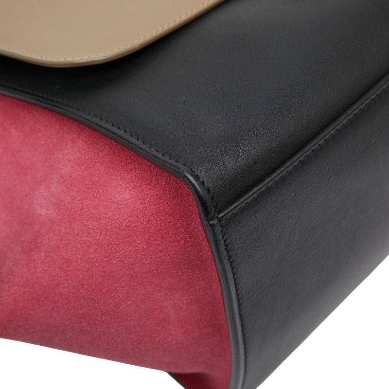Celine Trapeze Small Tricolor Shoulder Bag 2-Way Black Multicolor — view 5