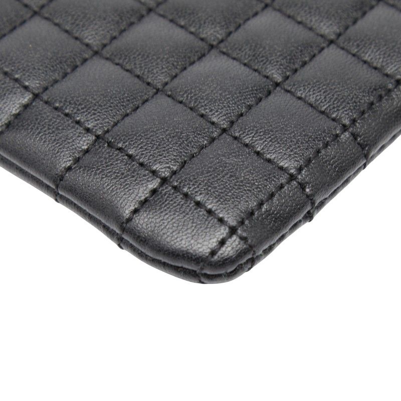 Celine CC Charm Quilted Coin Case Card Black Leather — view 6