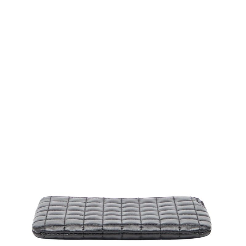 Celine CC Charm Quilted Coin Case Card Black Leather — view 4