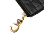 Celine CC Charm Quilted Coin Case Card Black Leather — view 9