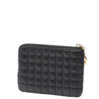Celine CC Charm Quilted Coin Case Card Black Leather — view 3