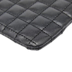 Celine CC Charm Quilted Coin Case Card Black Leather — view 5