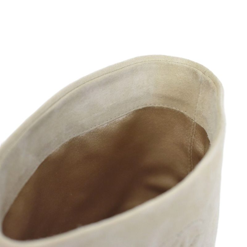 Chanel Long Boots Suede Coco Mark 36 Ivory aa — view 8