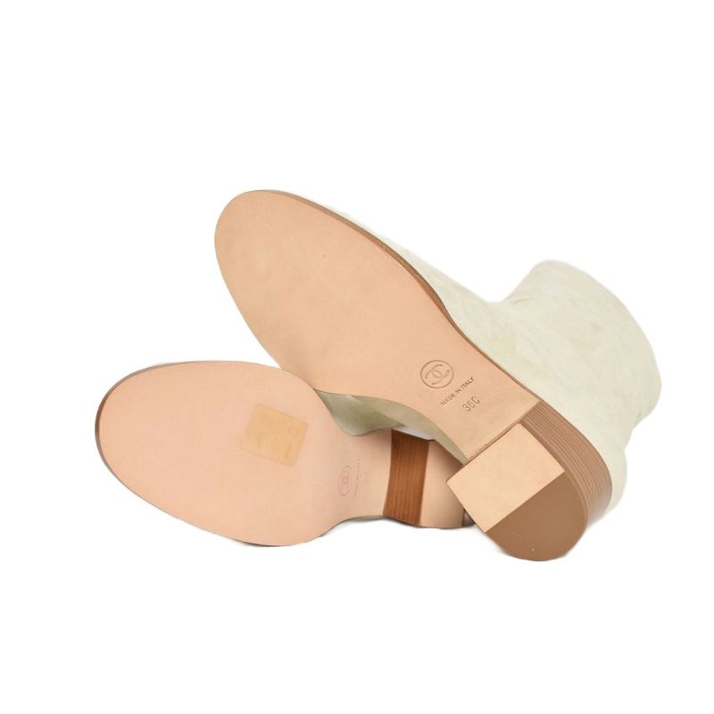 Chanel Long Boots Suede Coco Mark 36 Ivory aa — view 5