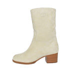 Chanel Long Boots Suede Coco Mark 36 Ivory aa — view 2