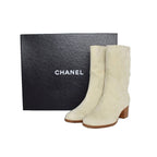 Chanel Long Boots Suede Coco Mark 36 Ivory aa — view 9