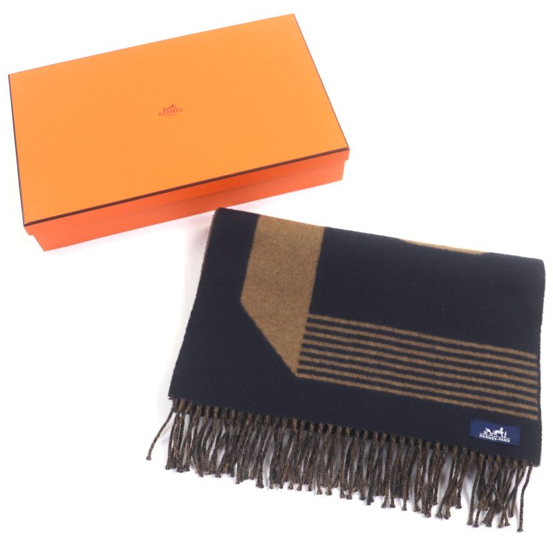 Hermes Sangrur Abukul 100% Cashmere Jacquard Large Shawl Scarf With Fringe — view 2