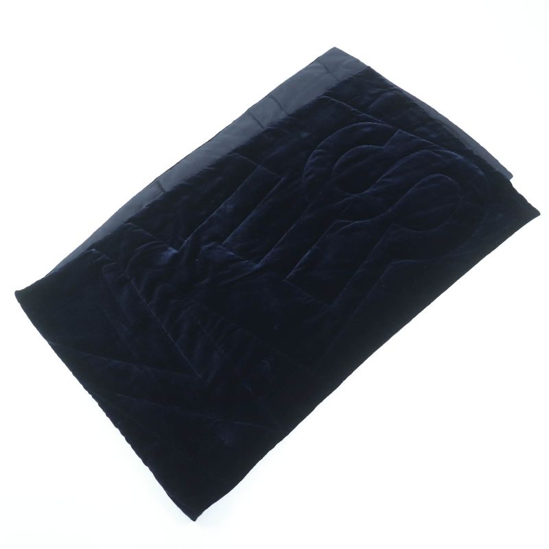 Hermes 100% Silk Logo Quilted Padded Large Shawl Scarf Navy — view 3