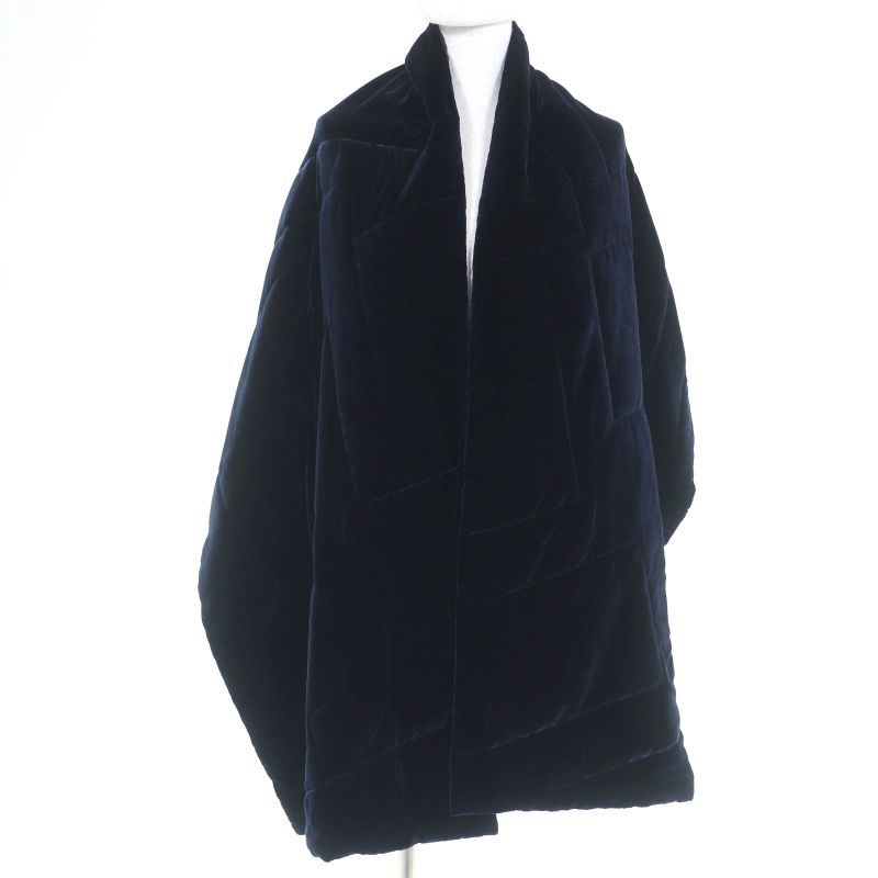 Hermes 100% Silk Logo Quilted Padded Large Shawl Scarf Navy — view 4