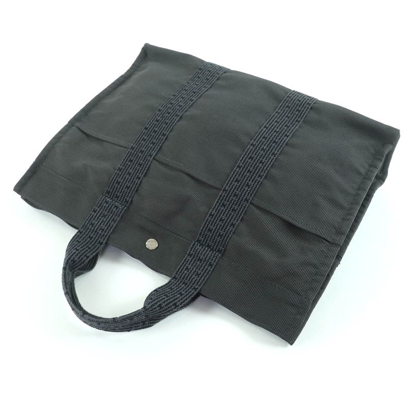 Hermes Her Line Herbag MM Serie Hardware Canvas Tote Handbag Gray — view 4