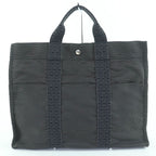 Hermes Her Line Herbag MM Serie Hardware Canvas Tote Handbag Gray — view 2