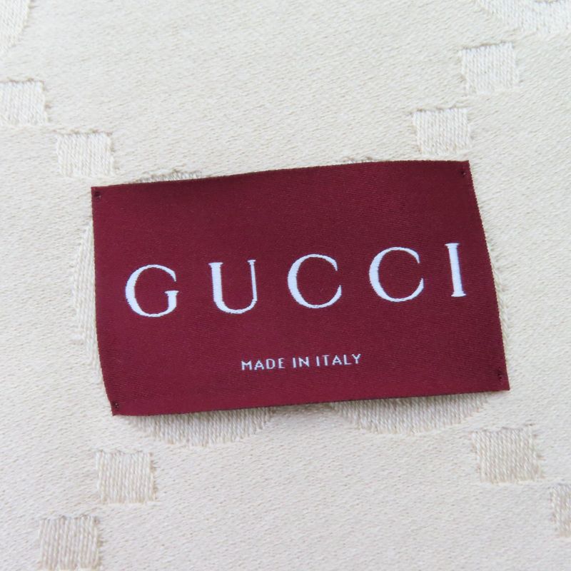 Gucci Wool Silk GG Jacquard Large Blanket Shawl Beige 135 180 cm — view 4