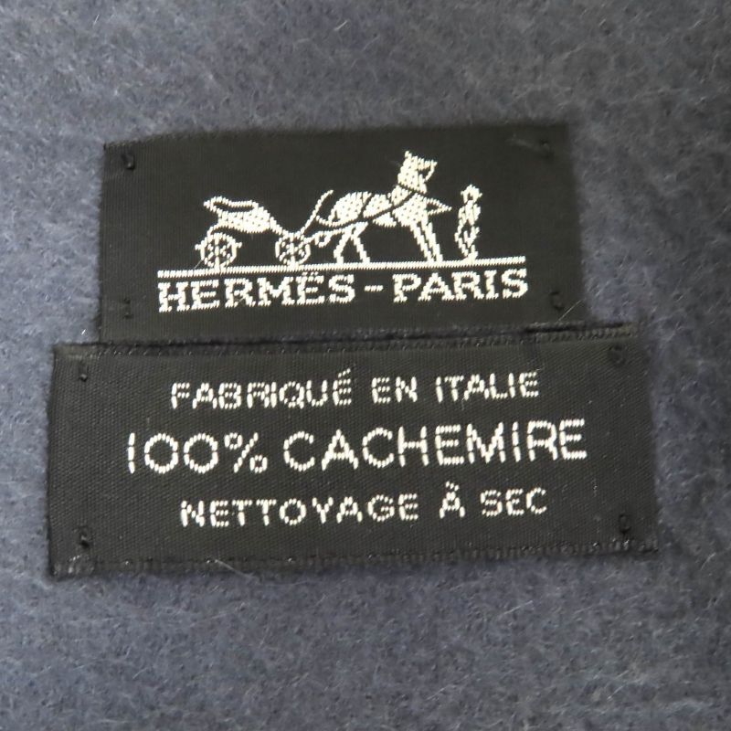Hermes 100% Cashmere Logo Embroidery Fringe Super Large Shawl — view 6