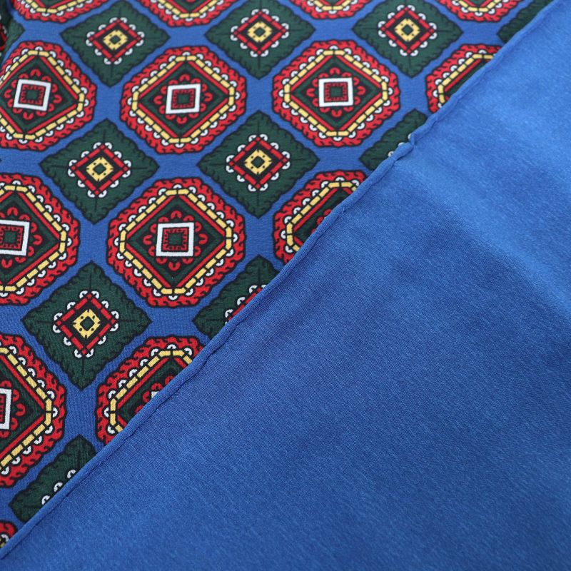 Chanel Vintage 100% Silk Logo Total Print Carre 140 Size Scarf Blue Red — view 4