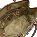 Prada Logo Jacquard Ribbon Tote 2-Way Shoulder Bag Canvas Khaki — view 5