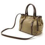 Prada Logo Jacquard Ribbon Tote 2-Way Shoulder Bag Canvas Khaki — view 2
